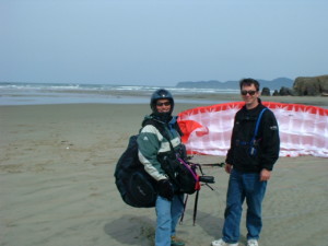 Brad and Maren on the beach at Kiwanda in 2001