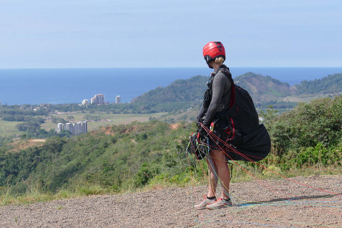 Paraglider Pilot waiting on launch