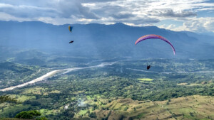 Maren and David just after launching into Andean skies.