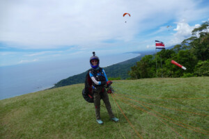 Pilot at the Las Escaleras launch above Dominical, Cost a Rica.