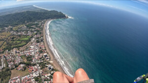 Looking south from 1000 meters high over the beach in Jaco.