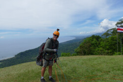 Dominical. Such a pretty place to fly! Pilot at the Las Escaleras launch above Dominical, Cost a Rica.