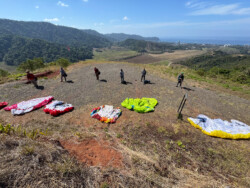 This is how to get ready to fly! Looking good Tour 2 6 pilots abreast - Showing you don't have to take up the whole launch to set up your kit!