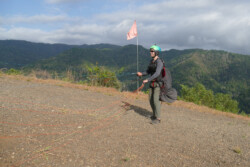 Paraglider pilot ready for launch.