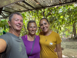 La Iguana. Best chocolatiers we know! Brad, Maren and Mariana. One of the family that runs the best chocolate finca anywhere: La Iguana Chocolate