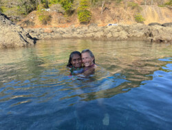 Maren and Utisha. Hanging out in the water by the sea.